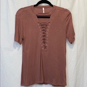 Dusty Rose Corset Front Top